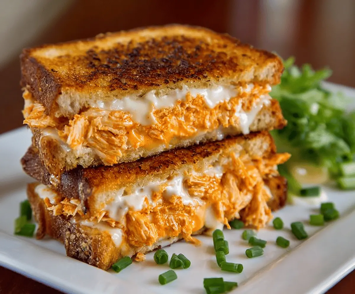 Easy Buffalo Chicken Grilled Cheese Sandwich