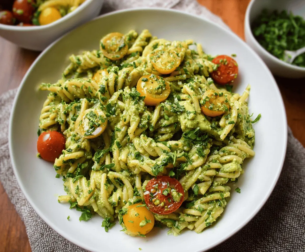 Creamy Vegan Avocado Pesto Pasta Recipe