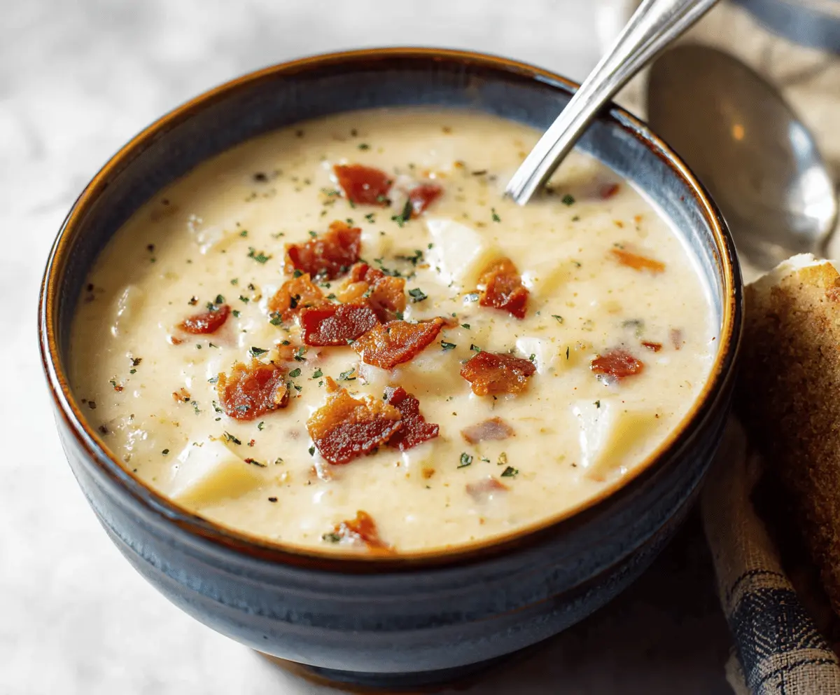 Creamy Potato Soup with Bacon Bits