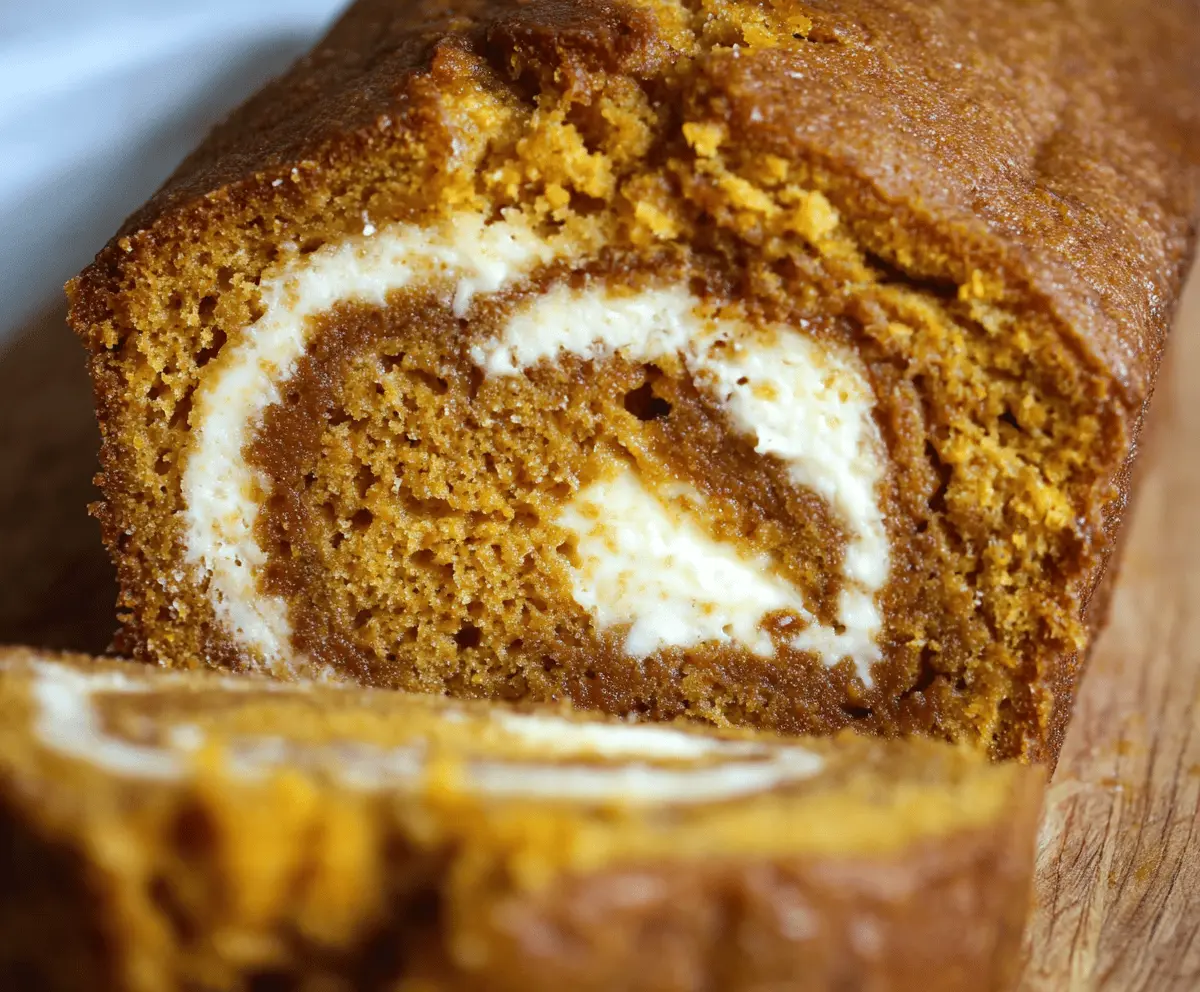 Easy Pumpkin Bread with Cream Cheese Swirl