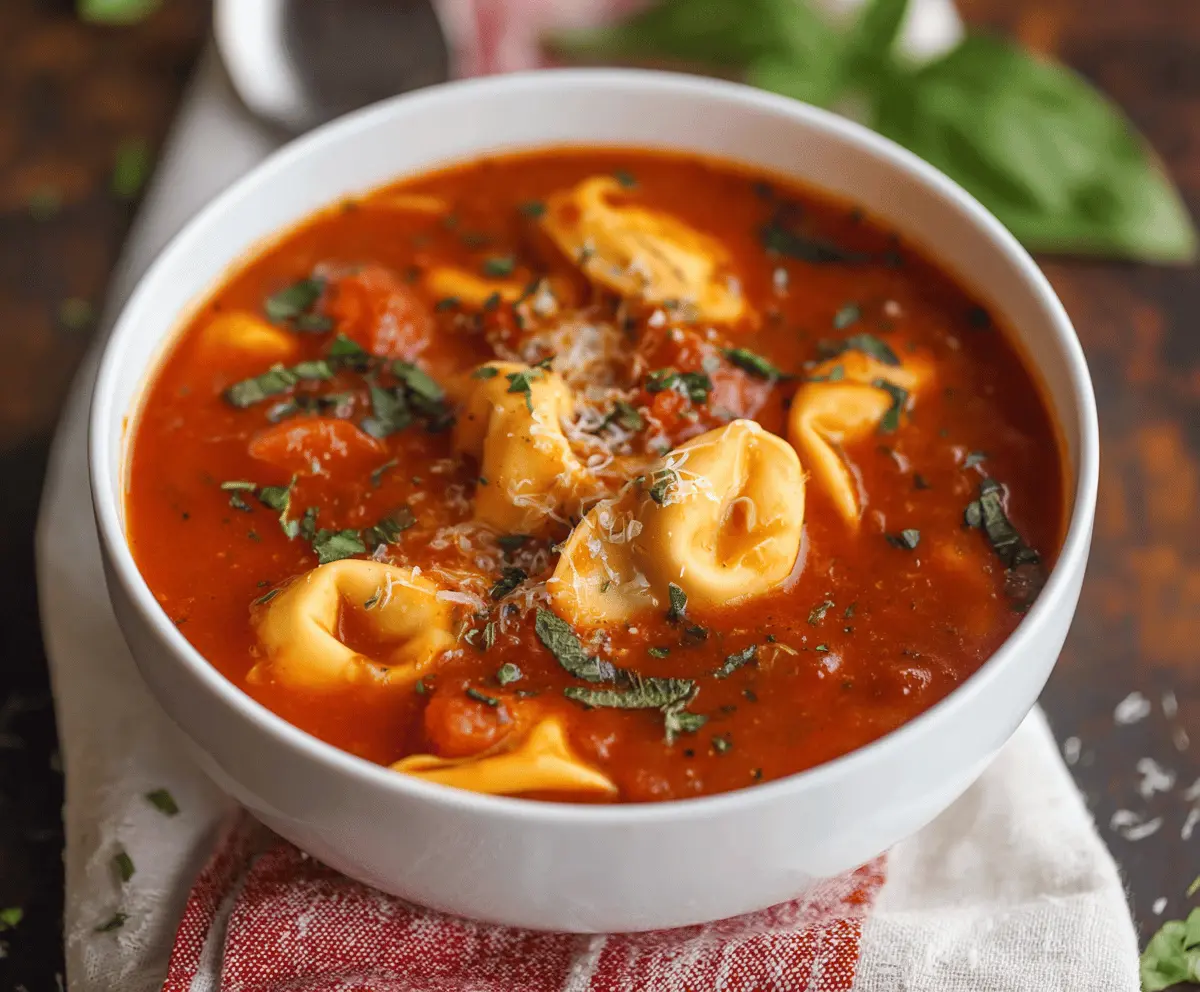 Slow Cooker Tomato Tortellini Soup