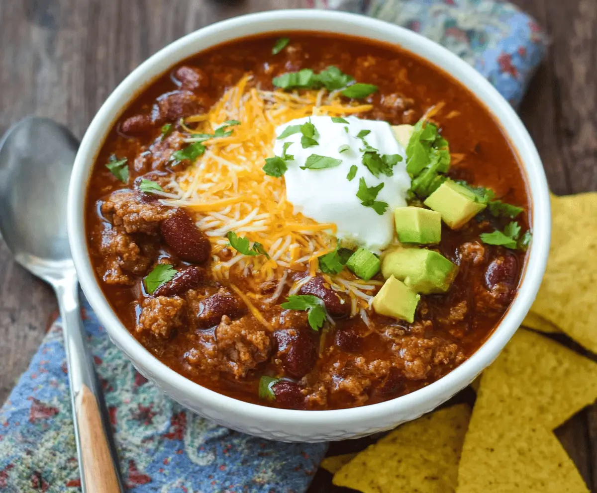 Crockpot Chili with Ground Beef and Beans
