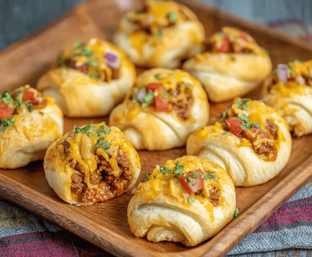Ground Beef Nacho Bites on Crescent Rolls