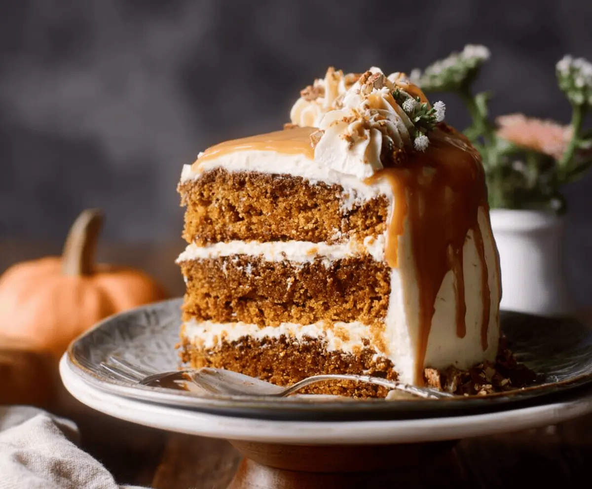 Pumpkin Layer Cake with Caramel-Cream Cheese Frosting