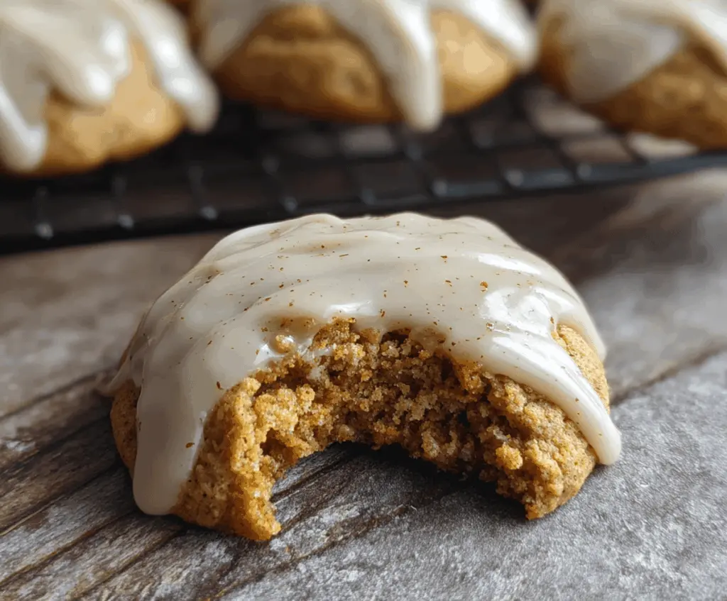 Delicious soft maple pumpkin cookies topped with icing and sprinkles, perfect for fall desserts