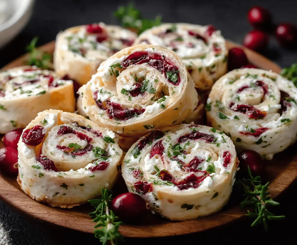 Easy Christmas Cranberry Feta Pinwheels