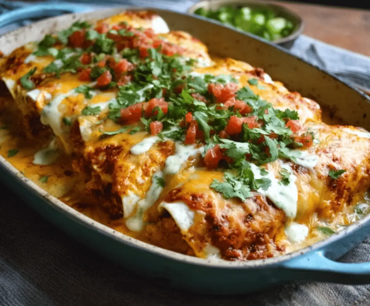 Cheesy Chicken Enchiladas with Creamy Sauce