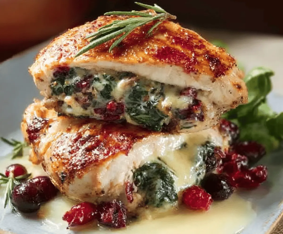 Cranberry Spinach Brie Stuffed Chicken