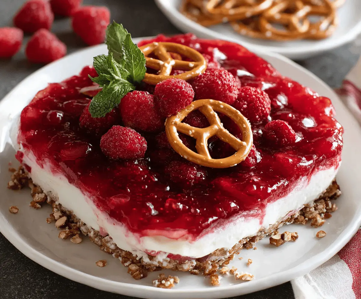 Easy Cranberry Raspberry Pretzel Salad