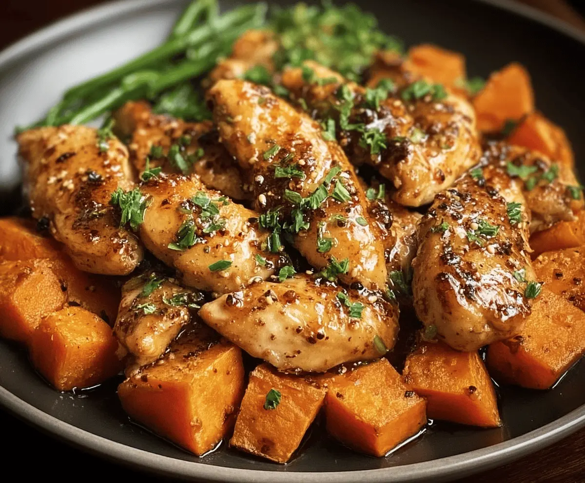 Easy Honey Garlic Chicken & Sweet Potato