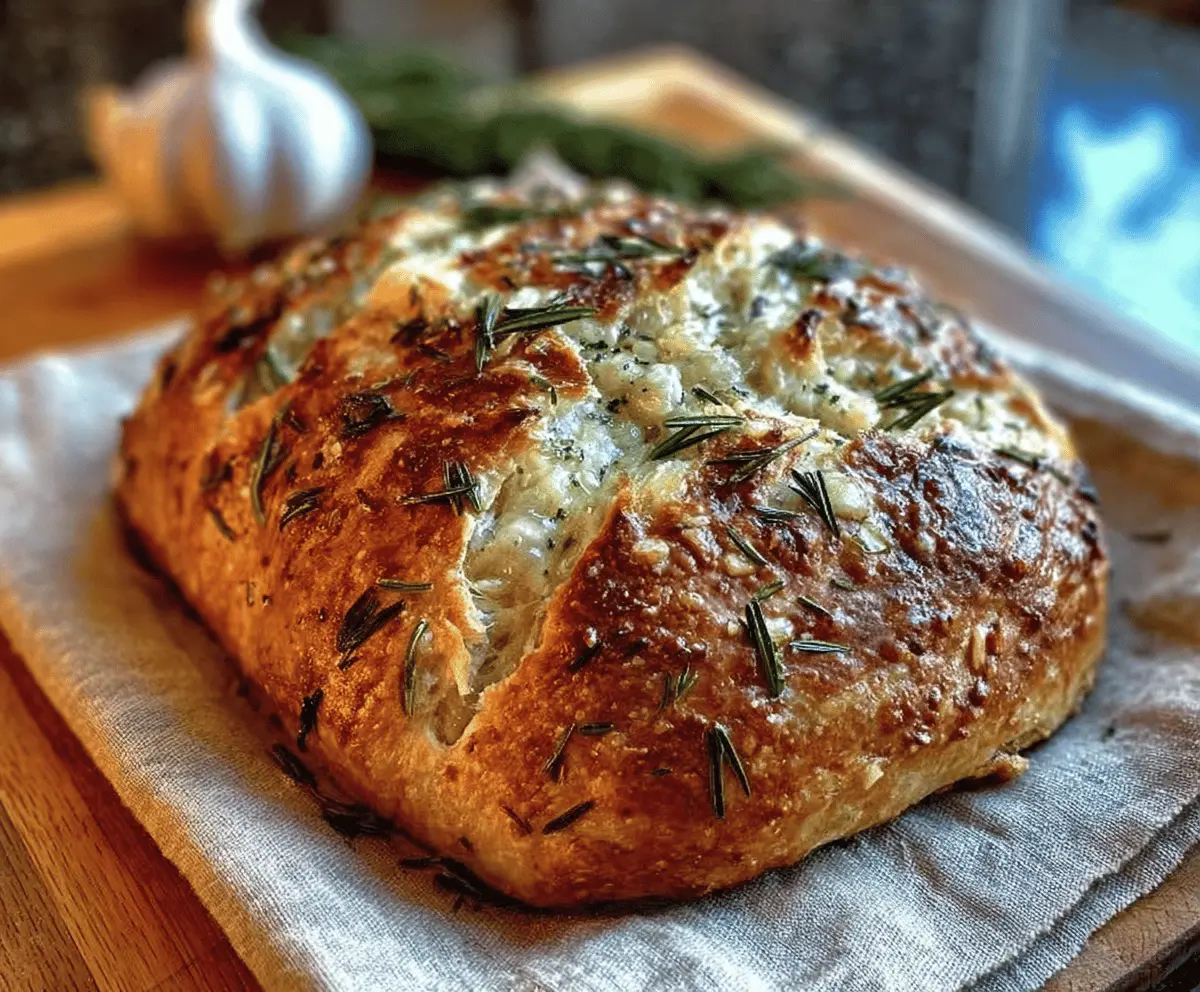 Easy Rustic No-Knead Rosemary Garlic Bread