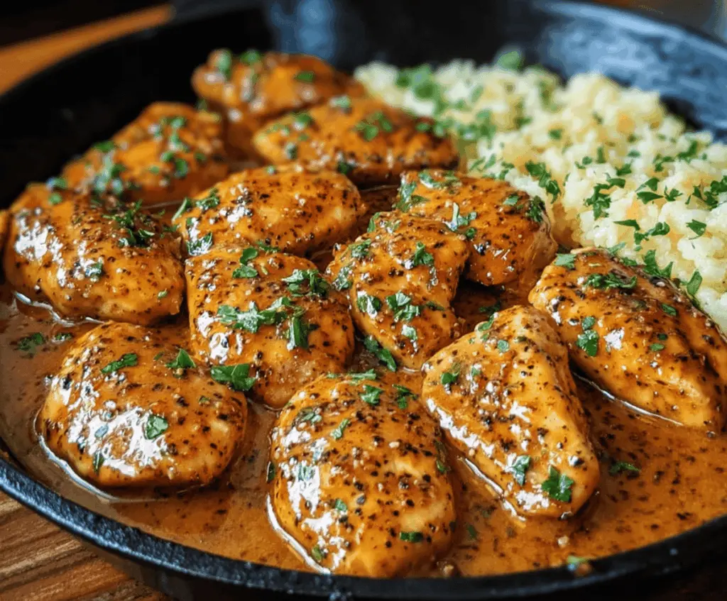 Delicious Texas Roadhouse Butter Chicken Skillet served with creamy sauce and herbs