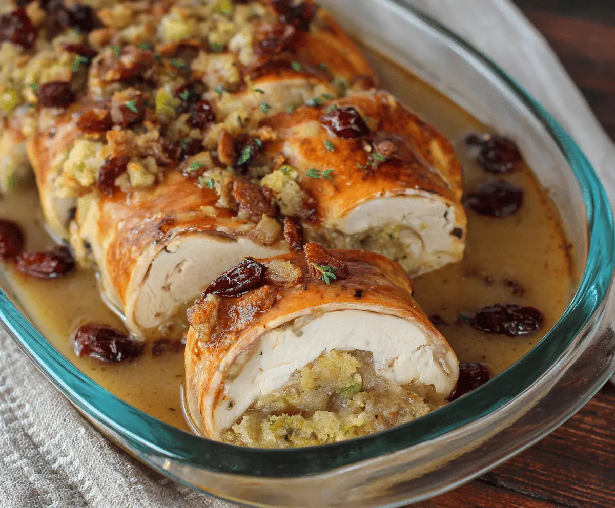 Easy Turkey & Stuffing Roll Ups with Gravy