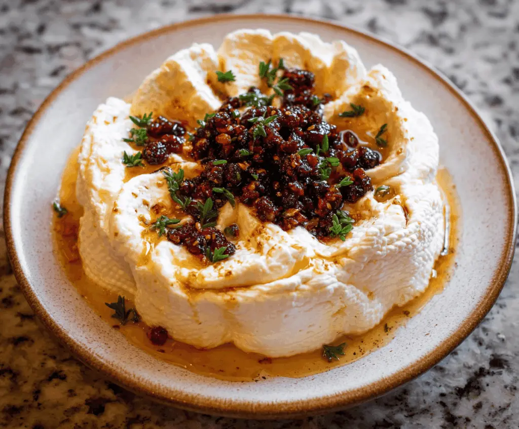 Creamy whipped Brie cheese spread served with crackers, perfect for appetizer menus.