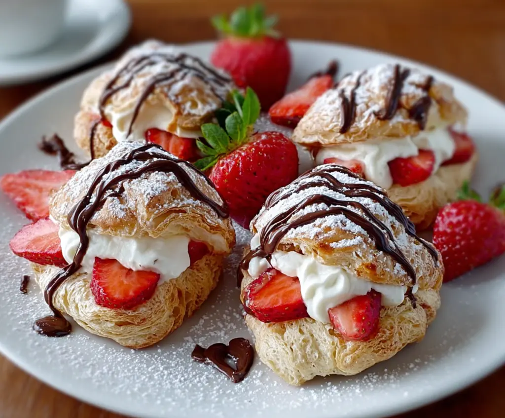 Delicious Nutella Strawberry Cream Puffs with fresh strawberries and creamy filling