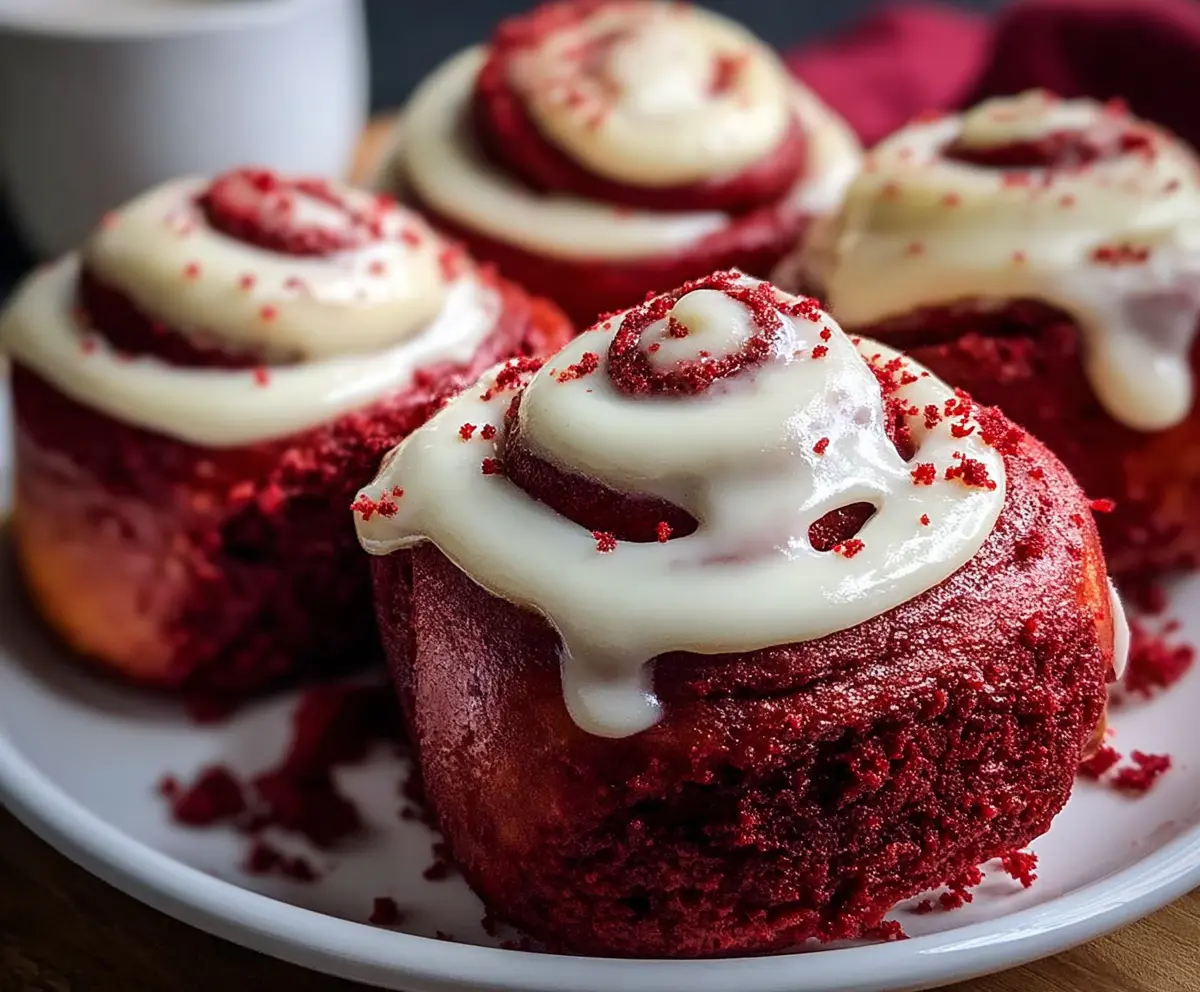 Red Velvet Cinnamon Rolls for Valentine's