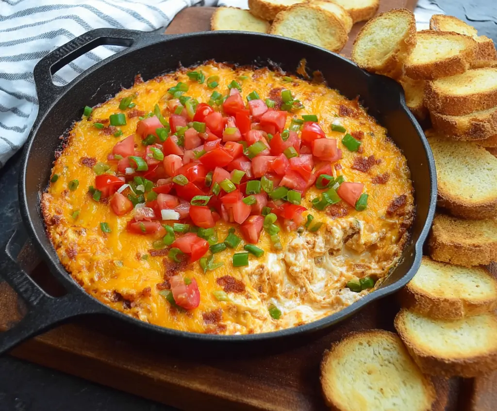 Delicious Bold Cheesy Texas Trash Dip served in a bowl with crispy chips on the side, perfect for parties.