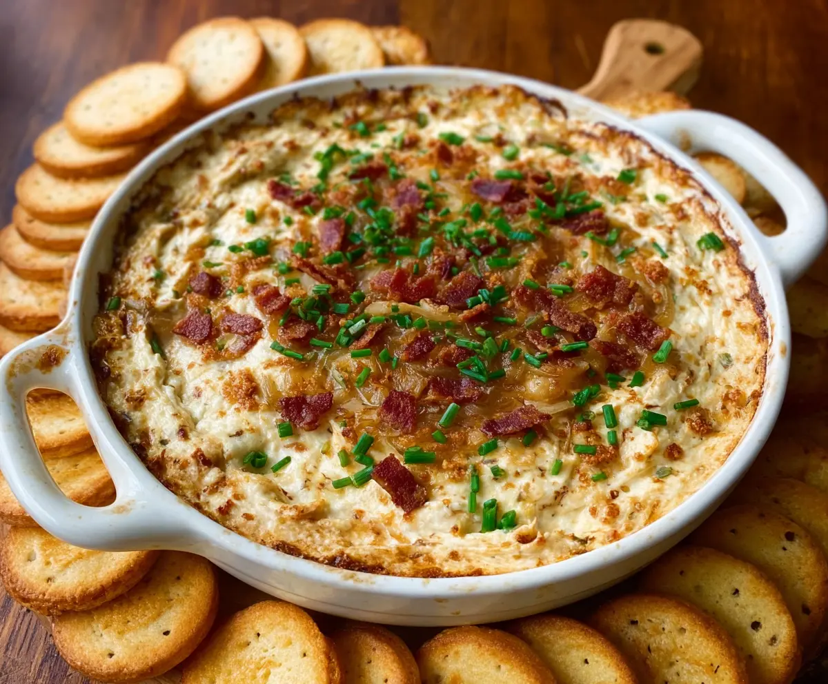 Easy Caramelized Onion Bacon Dip