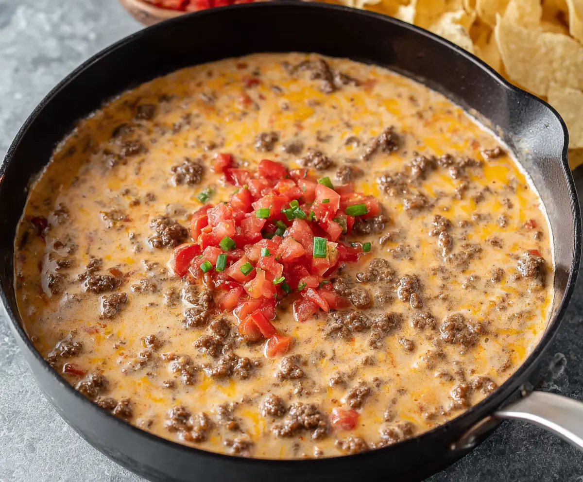 Easy Rotel Dip with Ground Beef