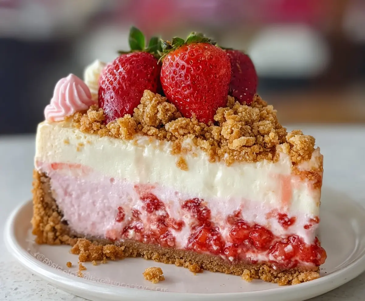 Easy Strawberry Crunch Cheesecake