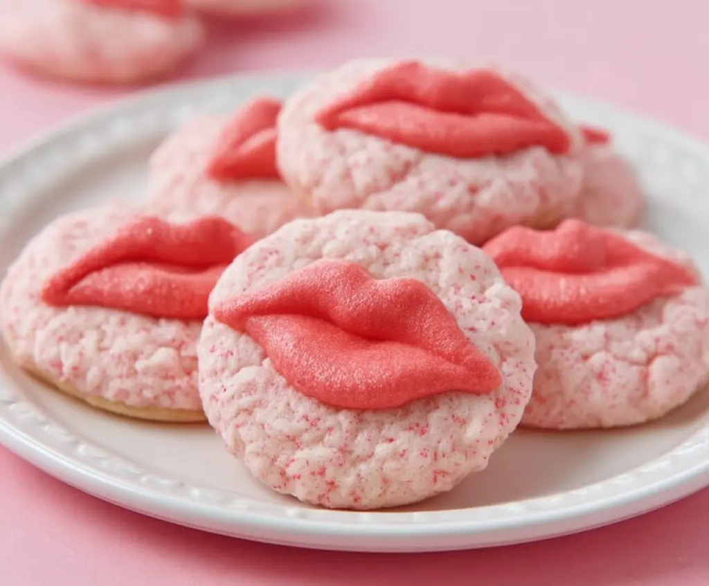 Delicious Strawberry Kiss Cookies with a sweet strawberry glaze and cookie base