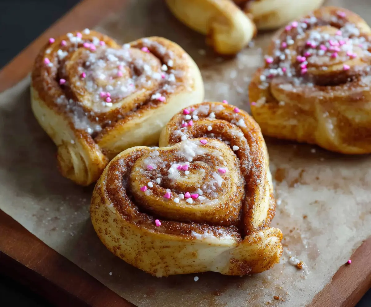 Heart-Shaped Cinnamon Rolls for Valentine's